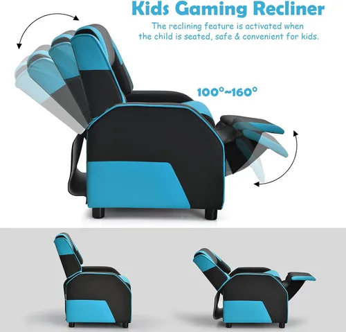 Miniatura 4 de ARLIME Silla reclinable para niños, de piel sintética, con reposapiés, reposabrazos, reposacabezas y soporte lumbar, sofá ajustable