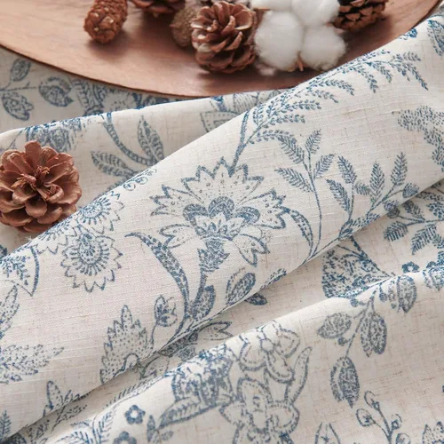 Miniatura 4 de Lazzzy Cortinas de lino de estilo granja con flores azules de 63 pulgadas de largo, con lengüeta trasera, para sala de estar y dormitorio, estampado
