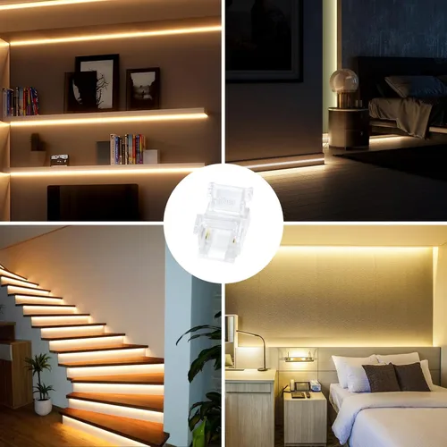 Miniatura 8 de LightingWill Conectores LED de 2 pines de 0.315 in, 10 unidades, conector de tira a cable, transparente, sin soldadura, conector de luz de cinta