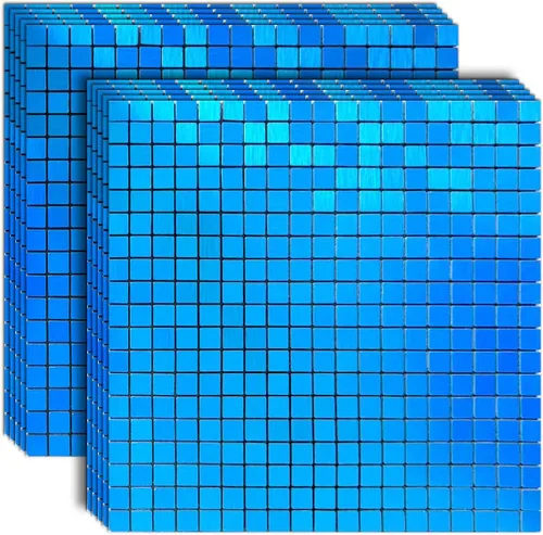 Miniatura 10 de 10 hojas de azulejos de salpicaduras para despegar y pegar, paneles de pared autoadhesivos de aluminio 3D, calcomanías de mosaico metálico