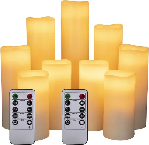Miniatura 7 de Paquete de 2 velas de plástico sin llama para exteriores con control remoto y temporizador, velas LED parpadeantes que funcionan