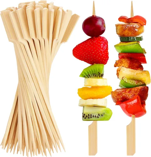Miniatura 12 de FATLODA Palillos de Cóctel de Bambú de 3.5 Pulgadas [1200 PIEZAS] para Aperitivos, Brochetas de Madera Tipo Paleta, Palillos de Dientes Planos