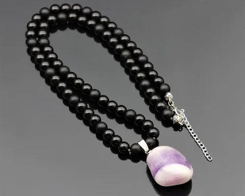 Miniatura 10 de Colgante de turmalina cruda natural, Collar de cuentas de ónix negro genuino, Collar de piedra negra, Collar de piedras preciosas, Cuentas de 0.315