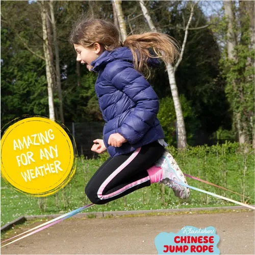 Miniatura 2 de Kleintober Cuerda de Saltar China Goma para Torcer Gummitwist Juguetes para Interior y Exterior Cuerda Elástica para Niños