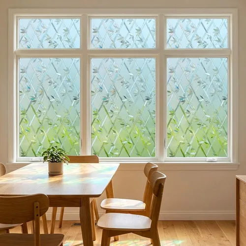 Miniatura 7 de Película estática para ventana, prisma 3D, vidrio emplomado de bambú, tintado para puerta corrediza de día y noche, calcomanía de privacidad