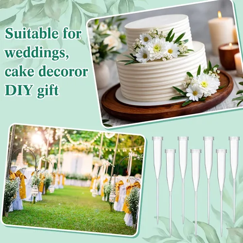 Miniatura 5 de Tessco for you 90 tubos de agua florales de 6 pulgadas, suministros de flores de plástico para flores frescas con tapa de goma para arreglos