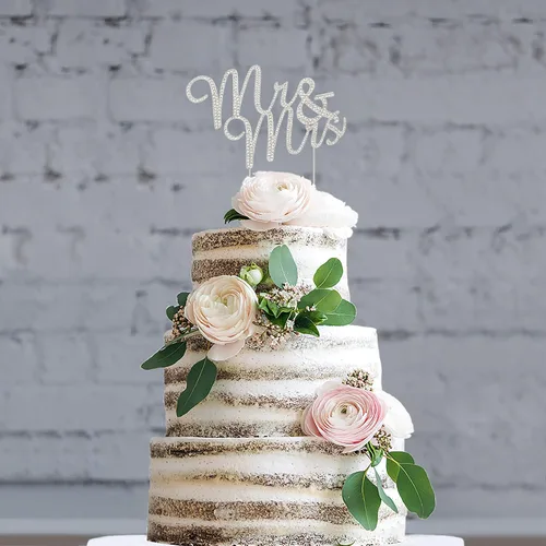 Miniatura 3 de Decoración para torta con inscripción Mr. and Mrs.
