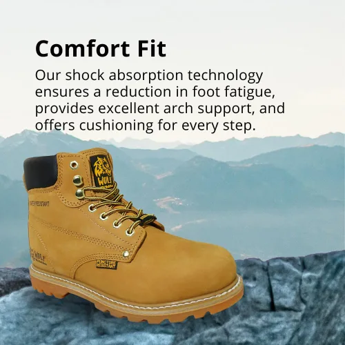 Miniatura 6 de Wolf Work Boot 100% Genuine Upper Leather Oil, Impact, Abrasion Resistant Electrical Hazards Non-Slip Rubber Sole Steel Toe Padded