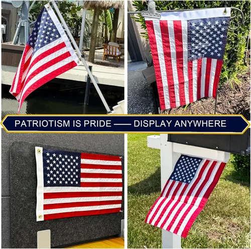 Miniatura 6 de Bandera de barco estadounidense de 12 x 18 pulgadas, bandera estadounidense pequeña bordada para exterior, banderas de Estados Unidos de doble cara
