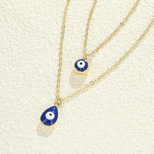 Miniatura 6 de Collar contra el mal de ojo para mujer, chapado en oro de 14 quilates, delicado collar de mal de ojo, collar con dije de ojo de diamante azul
