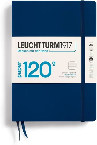 Miniatura 13 de LEUCHTTURM1917 - 120G Edición Especial - Cuaderno Mediano A5 de Tapa Dura Liso (Negro) - 203 Páginas Numeradas con Papel de 120gsm