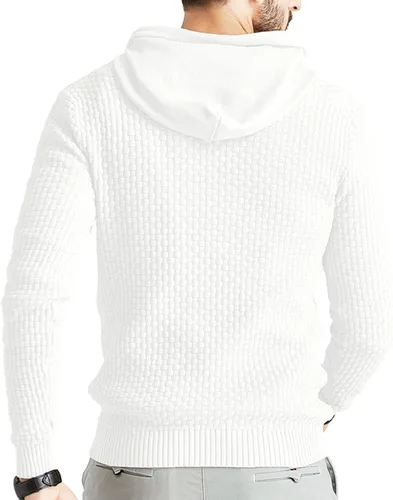 Miniatura 5 de Zaitun Sudadera con capucha para hombre, de manga larga, de punto sólido, suéter con capucha