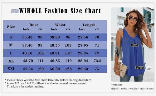 Miniatura 6 de WIHOLL Camisetas sin mangas para mujer, ajuste holgado, cuello en V, sin mangas, a la moda