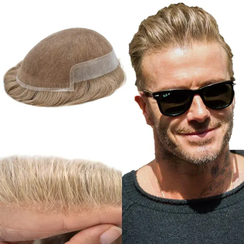 Miniatura 14 de Mens Toupee Hair Piece Human Hair Replacement System For Men Soft French Lace Men Hair System Hairpieces For Men Toupee For Men Protesis Capilar