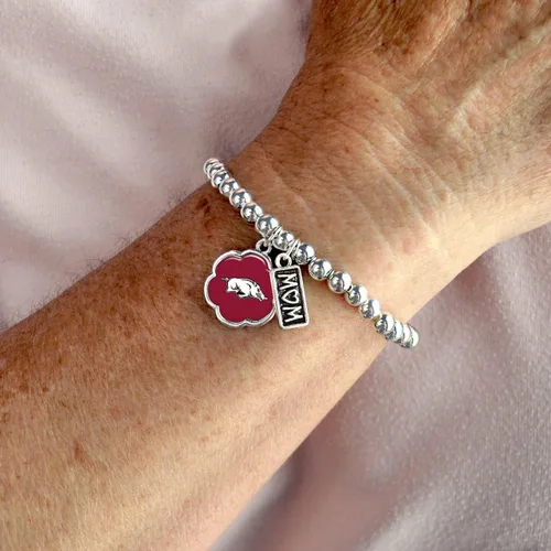 Miniatura 2 de Arkansas Razorbacks Hazel Mom Charm Pulsera elástica para regalo de joyería UA, Sin gemas.