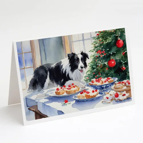 Miniatura 30 de Caroline's Treasures DAC3884GCA7P Paquete de 8 tarjetas en blanco de Navidad con galletas de husky siberiano Tarjetas de felicitación con sobres