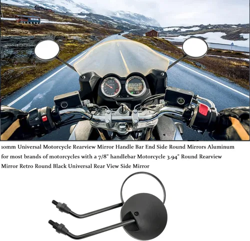Miniatura 7 de AHL Espejos laterales retrovisores universales para motocicleta de 0.394 in, mango de barra lateral lateral de aluminio para Honda Suzuki Yamaha