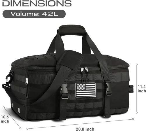 Miniatura 4 de ETRONIK Bolsas de gimnasio para hombres, mochila táctica grande con compartimento para zapatos, bolsa de transporte 3 en 1, mochila de viaje