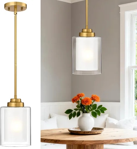Miniatura 29 de TENGXIN Lámpara Colgante Moderna para Isla de Cocina, Accesorio de Lámpara de Techo Colgante de Oro Cepillado, Iluminación Colgante de Estilo Granja