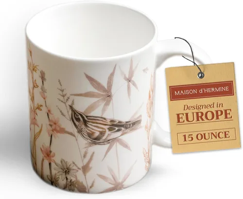 Miniatura 181 de Maison d' Hermine Taza de café con asas, tazas de porcelana fina de hueso, paquete de dos tazas de té para bebidas calientes, capuchino, latte, 015