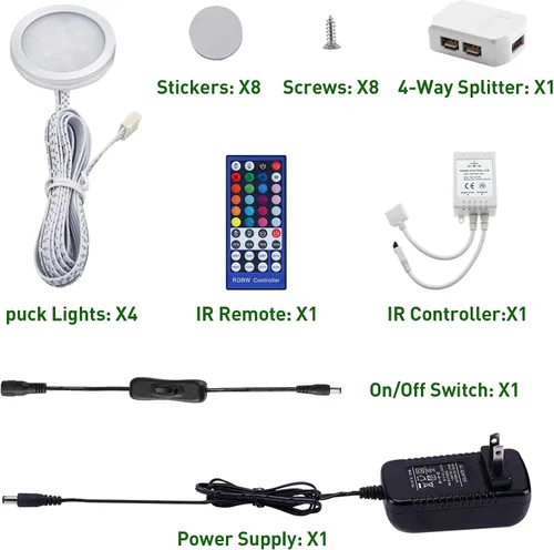 Miniatura 2 de AIBOO RGBWW - Kit de luces LED RGB + blanco cálido que cambia de color para Navidad debajo del gabinete, luces de disco remoto IR para cocina
