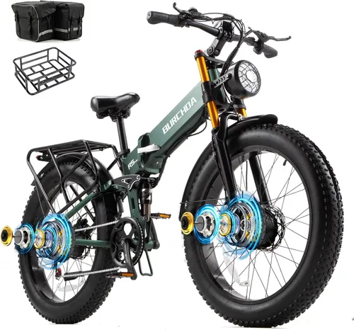 Miniatura 10 de 2026 AWD Electric Bike for Adults Dual Motor 5000W/3000W/1500W Peak 40MPH/30MPH Fast Ebike, Up to 65 /90 /160 Miles Long Range, 26" Full Suspension