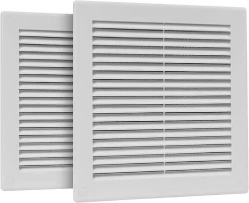 Miniatura 22 de Paquete de 2 cubiertas cuadradas de ventilación de aire de 4" x 4" (tamaño exterior) - Deflector de ventilación de plástico negro - Malla