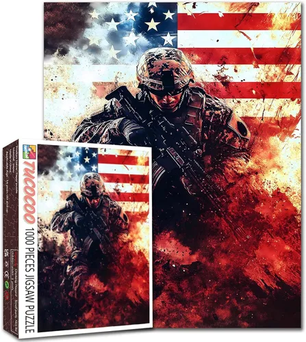 Miniatura 35 de Rompecabezas de 1000 piezas con la bandera americana y águila para adultos, rompecabezas del 4 de julio, para juegos de actividades familiares