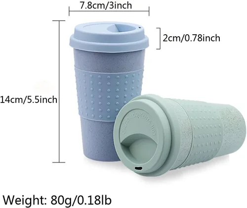 Miniatura 11 de Taza de café sellada con paja de trigo, taza de plástico portátil creativa, taza de alimentos de alto valor que acompaña a beber 16.9 fl oz/17 oz