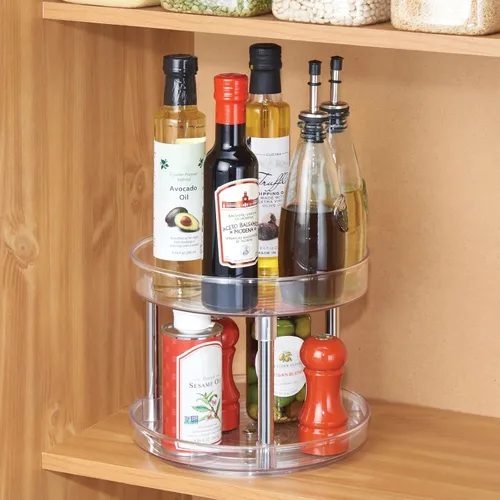 Miniatura 8 de mDesign - Plato giratorio de 2 niveles para almacenamiento de alimentos, 9.0 in, redondo