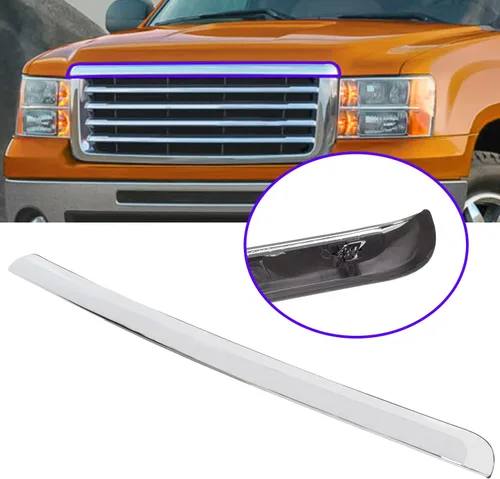 Miniatura 2 de ECOTRIC Moldura para capó de camión compatible con GMC Sierra 1500 2500HD 3500HD 2007-2013 Reemplazo para GM1235109 10385156 (sin rejilla cromada)