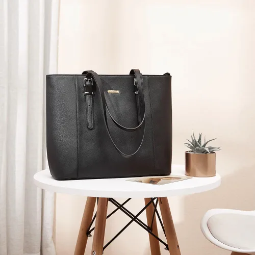 Miniatura 2 de BROMEN Maletín para mujer de 15.6 pulgadas, bolso de mano para computadora portátil, bolsos de cuero vintage, bolsos de trabajo de hombro 1- marrón