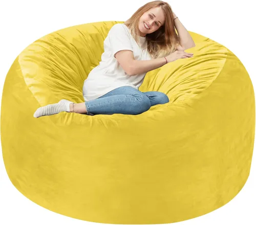Miniatura 63 de Homguava - Sillón puff de 3 pies Sillón estilo puff grande de 3 pulgadas con relleno de espuma viscoelástica, sofá suave con funda de terciopelo