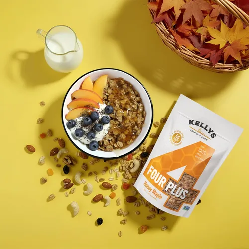 Miniatura 5 de Kellys Four Plus Granola Cereal Granola saludable de arce miel para yogur Snacks hechos a mano para el desayuno – 12 onzas