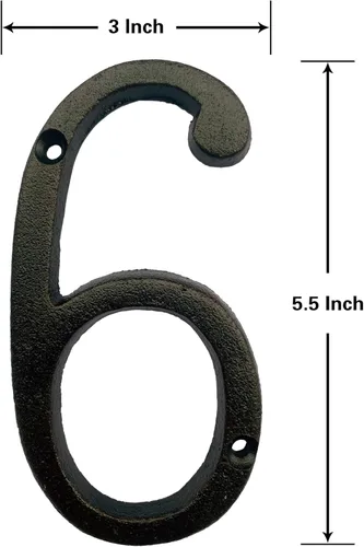 Miniatura 2 de BetLight Número de casa de hierro fundido de 5.5 pulgadas de alto, números de dirección de casa sólidos, elegante acabado marrón negro, fácil
