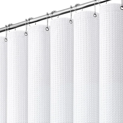 Miniatura 36 de Dynamene cortina de ducha de lino burdeos - cortinas de tela de nido de abeja texturizadas y resistentes para baño, 256GSM, juego de cortinas
