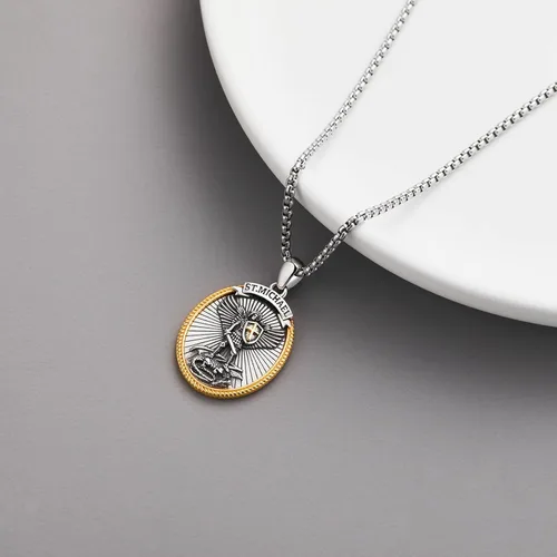 Miniatura 156 de Collar de plata de ley 925 con medalla de San Patrón, colgante de protección católica, amuleto, joyería religiosa para hombres y mujeres