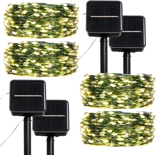 Miniatura 10 de Cadena de luces solares para exteriores, 100 pies, 300 LED, luces solares de hadas impermeables, botón de 8 modos, cadena de luces solares