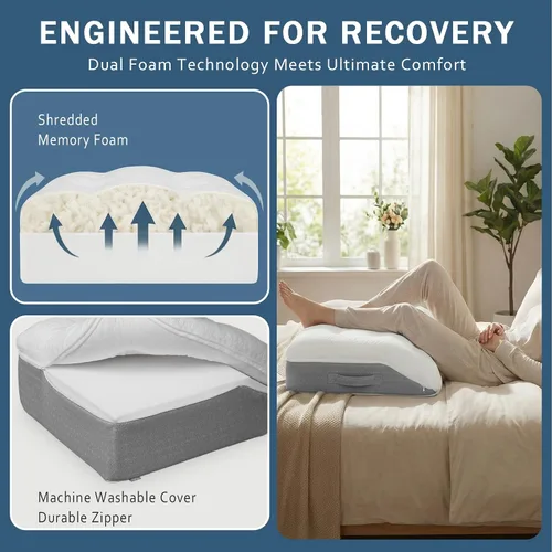 Miniatura 4 de baibu Almohada elevadora de piernas de espuma viscoelástica, almohada de soporte de diseño de doble capa patentada para elevar los pies para una