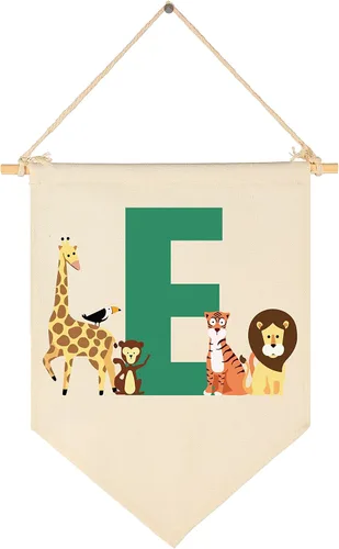 Miniatura 10 de Bandera personalizada de animales del bosque, regalos para bebé, niño, niña, recién nacido, banderín de safari de selva, letrero de pared, regalos