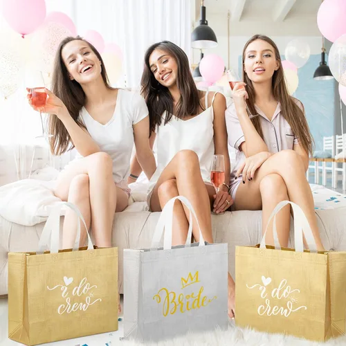 Miniatura 3 de Sweetude Juego de 24 bolsas de regalo para dama de honor, bolsas de despedida de soltera con bandas elásticas de seda, juego de regalo de fiesta