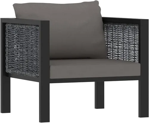 Miniatura 7 de Ensemble Salon de Jardin 8 Pièces Anthracite Gris Foncé avec Coussins Résistants aux Intempéries, Confortable et Moderne Pour Terrasse, Balcon ou