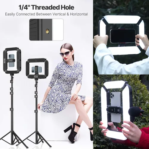 Miniatura 4 de Soporte de Video para Smartphone PICTRON U200 Luz de Anillo LED Portátil Luz para Selfies Estabilizador de Video para Teléfono para Cámara