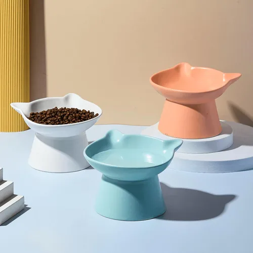 Miniatura 2 de Cuencos elevados de cerámica para gatos, platos de agua elevados para gatos de interior, perros pequeños, cuencos de cerámica de 12 onzas, poco