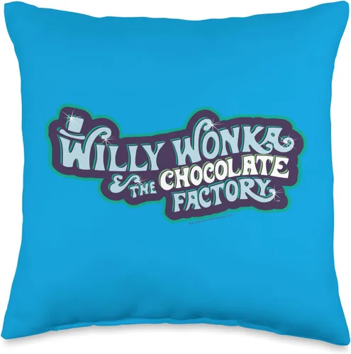 Willy Wonka Chocolate Factory - Almohada con logotipo de color azul, 16.0 x 16.0 in, multicolor