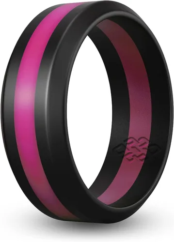 Miniatura 16 de Knot Theory Anillo de silicona a rayas para hombres y mujeres – color negro, gris, rojo, azul, naranja, amarillo, púrpura