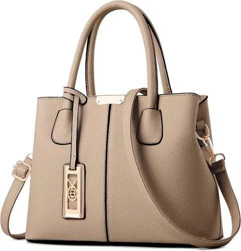 Miniatura 24 de CHICAROUSAL Monederos y bolsos de mano para mujer, bolsos cruzados de cuero, bolso de hombro para mujer A Grey Black