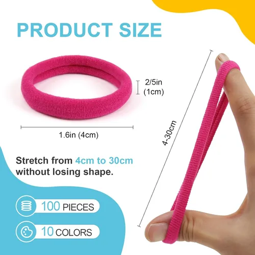 Miniatura 3 de Bandas pequeñas para el cabello sin costuras, liga para coleta que no daña de 4 cm (10 colores muilt)
