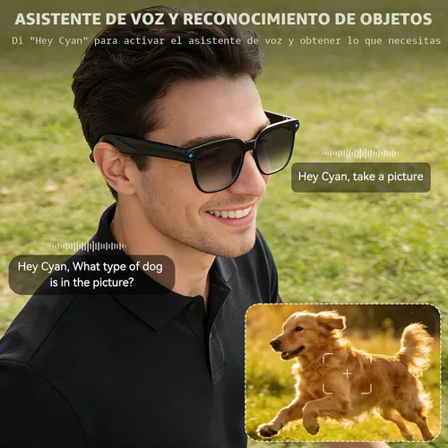 Miniatura 3 de Lentes inteligentes AI con cámara, lentes de cámara de 8 MP, grabación de video antivibración de 1080P, traducción en tiempo real, asistente de voz