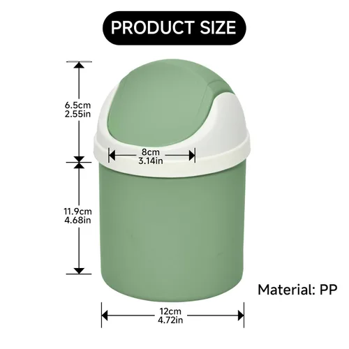 Miniatura 2 de Mini Cubo de Basura de Escritorio con Tapa Abatible, Elegante Papelera de Mesa con Lunares de Encaje, Cesta de Papel de Desperdicio Redonda, Pequeño